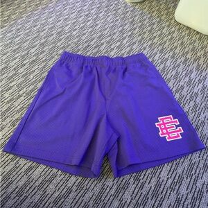 Eric Emanuel mesh shorts size XL worn Purple Mesh Athletic Shorts with Pink Logo